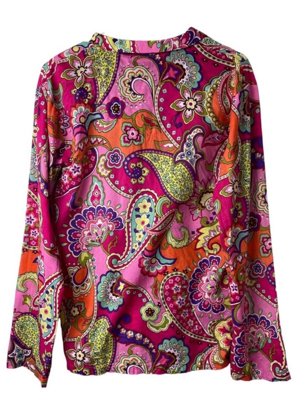 Vera Bradley Hot Pink Multicolor Paisley Blouse - Picture 3 of 4
